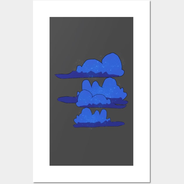 Blue Sparkly Fluffy Clouds Wall Art by Usagicollection